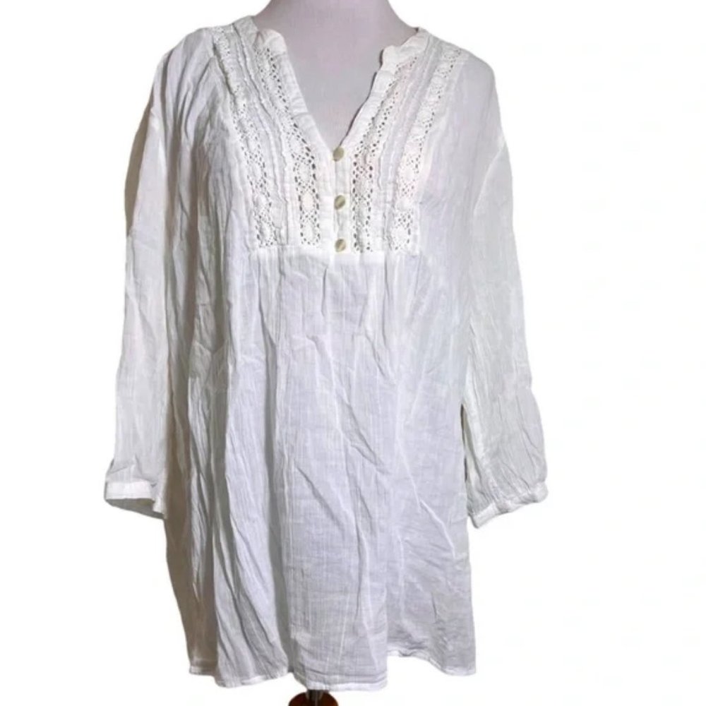 Old Navy White cotton Gauze Tunic Cover Up Sz XL
